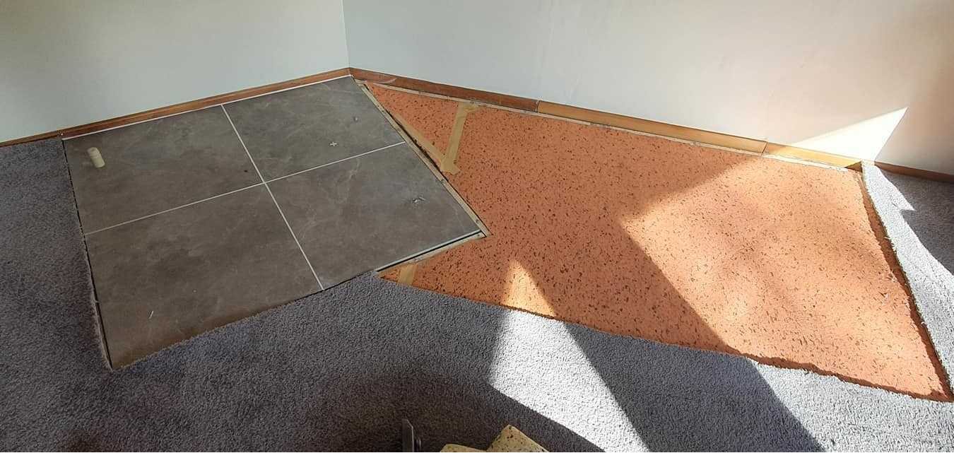 Hearth install re-carpeted before