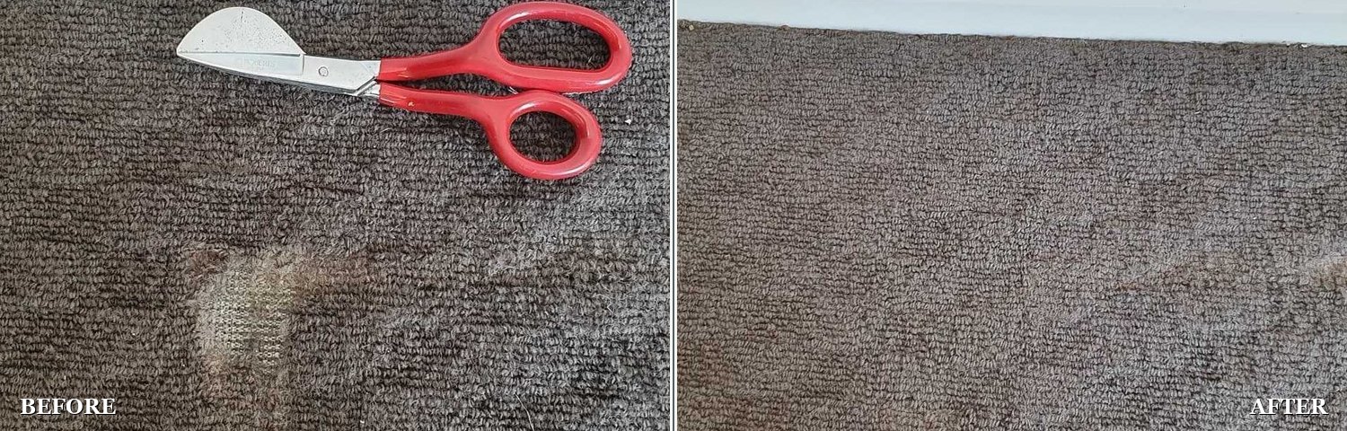 Carpet damage: before and after