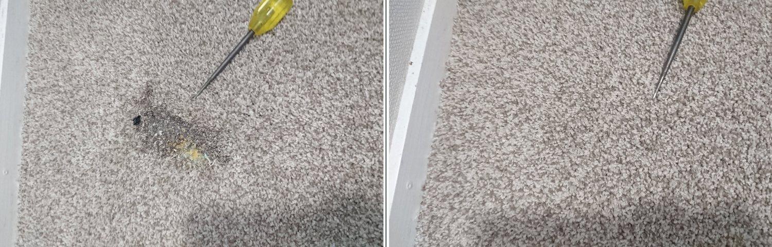 Carpet burn repair: before and after