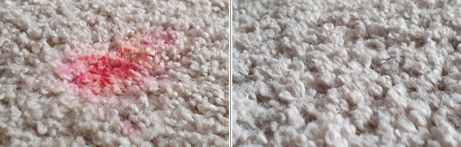 Makeup stain removed: before and after
