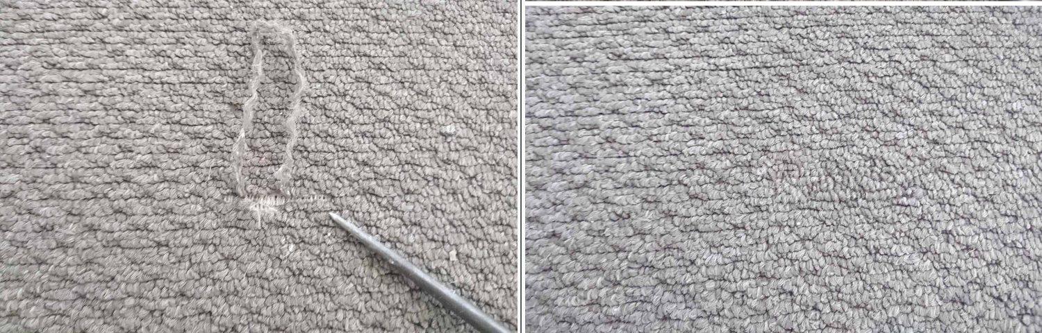 Pulled thread repair: before and after