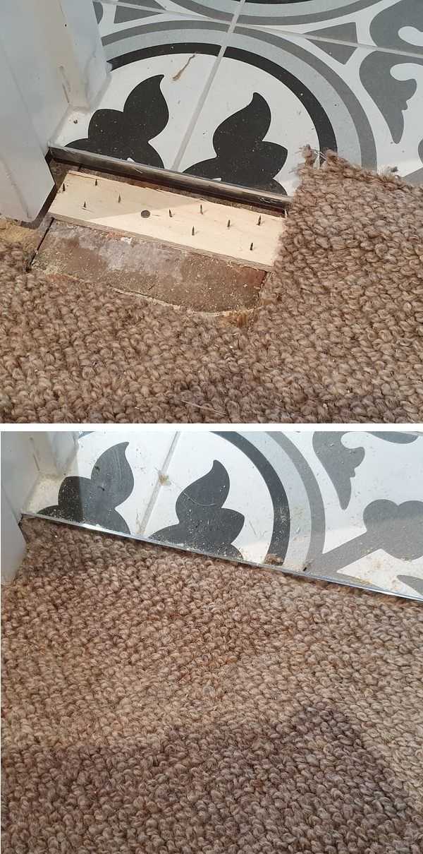 Rotted Carpet, Repaired, Before and After