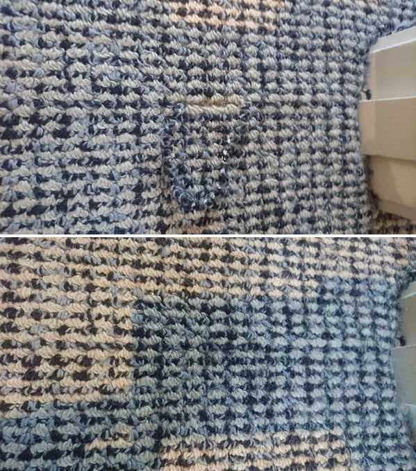 Pulled Thread, Repaired, Before and After