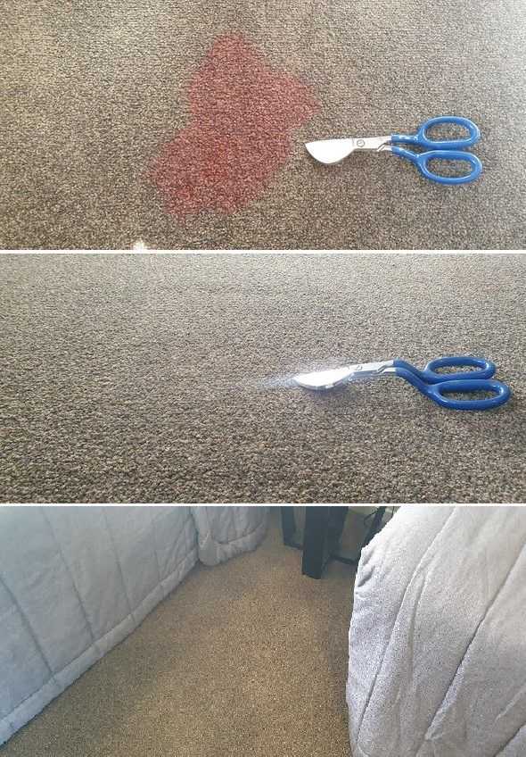 Food Colouring Stain, Repair, Before and After